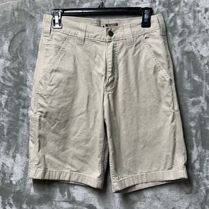 Carhartt Relaxed Fit Tan Canvas Work Shorts Size 28 Rugged Flex Stretch
